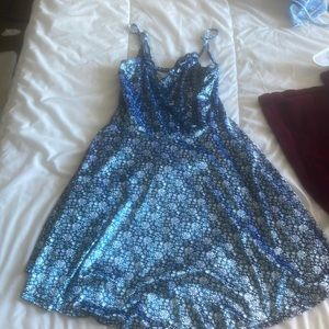 Blue iridescent floral dress